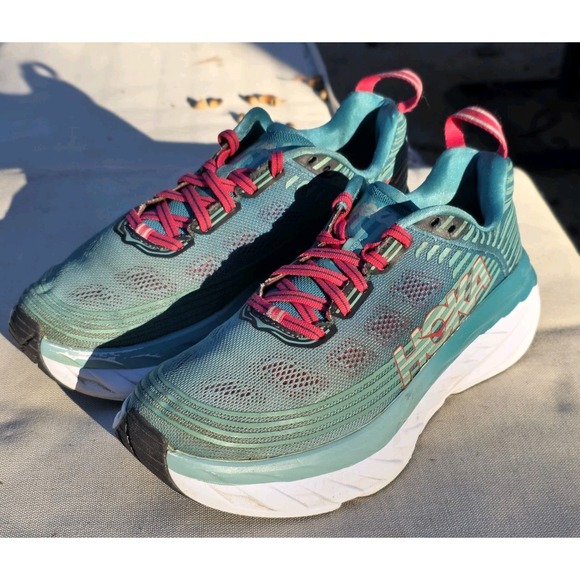Hoka One One Shoes - Hoka One One Bondi 6 Womens Size 8 Teal Blue Pink Running Shoes 1019270 CGSL